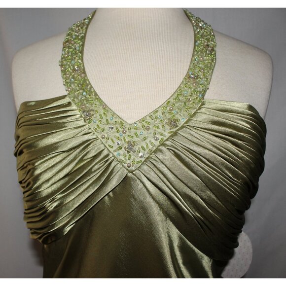NWOT Poly USA #5578 Satin Formal Evening or Prom Gown-Size 2X-OLIVE GREEN - Picture 4 of 6
